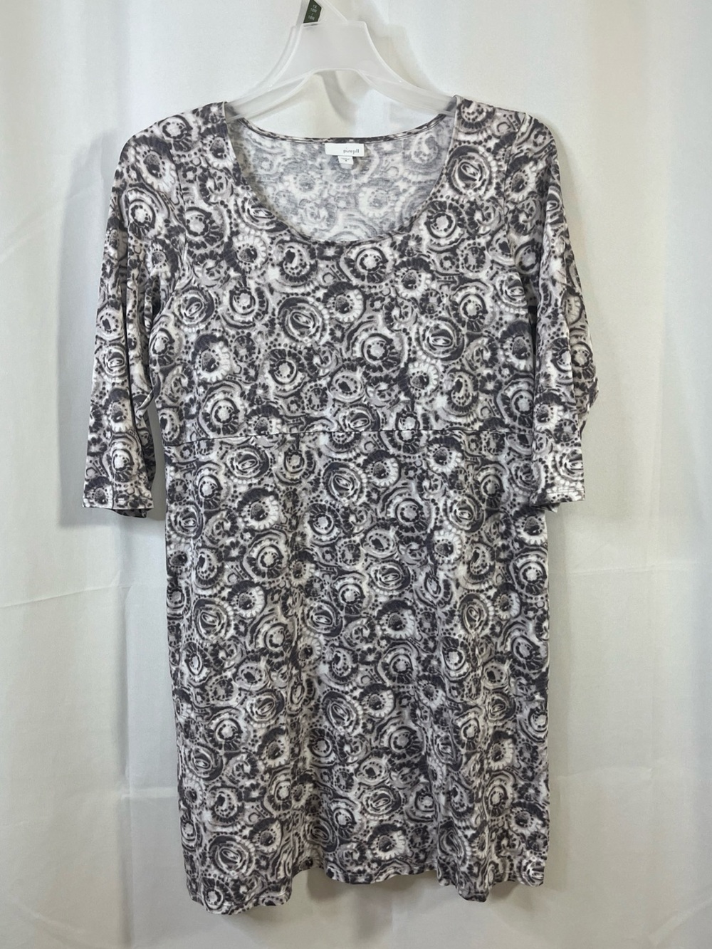 J. JILL Dress Gray Pockets Cotton Blend 3/4 SLeeve Summer Spring Preppy Medium